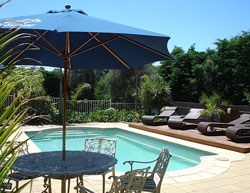 Pool view at Portsea beach house